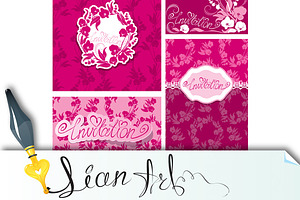 Set of Greeting Cards with Orchid, a Card Template by Lian-art