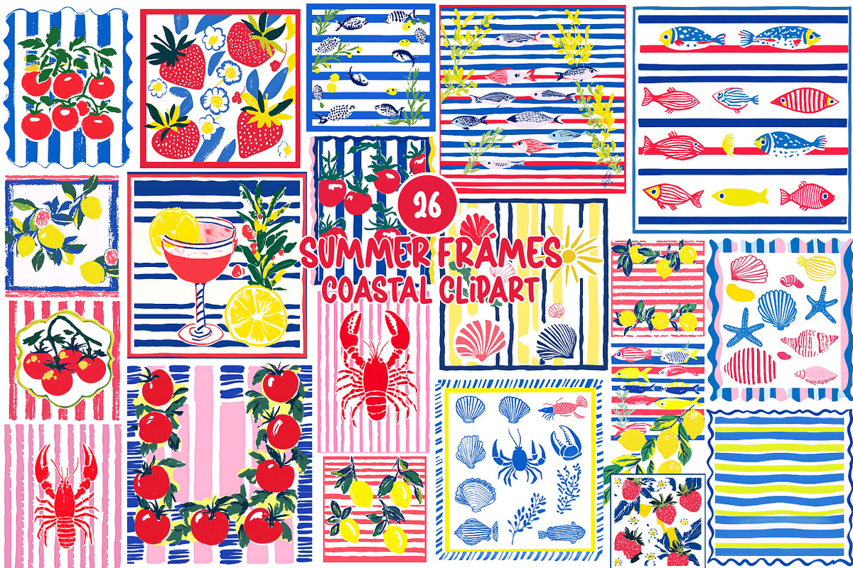 Summer Frame Coastal Clipart, an Illustration by SinaCreation (Photo 1 of 8)