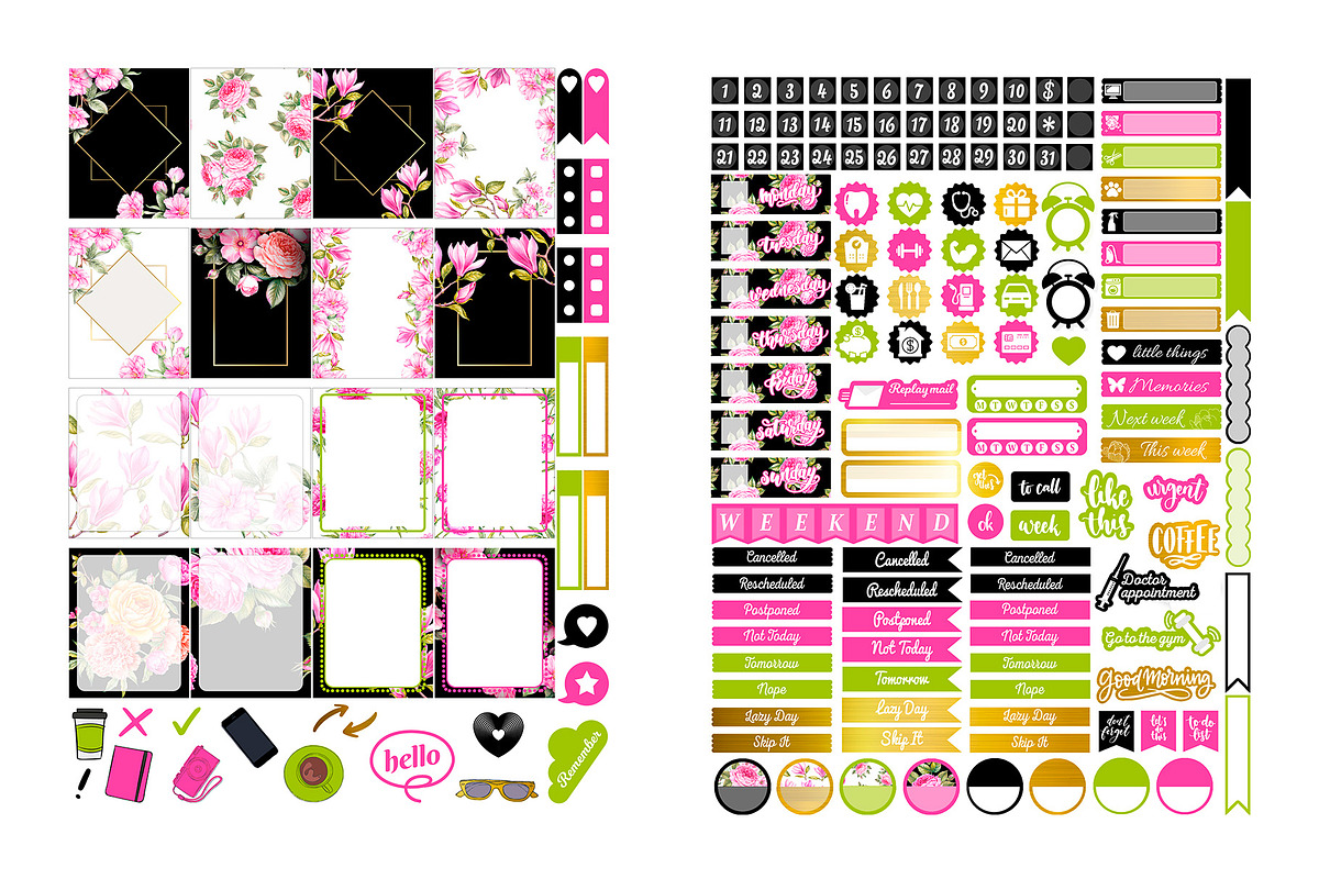 Floral EC Planner Stickers, a Design Template by DigitalDesignAI (Photo 2 of 4)