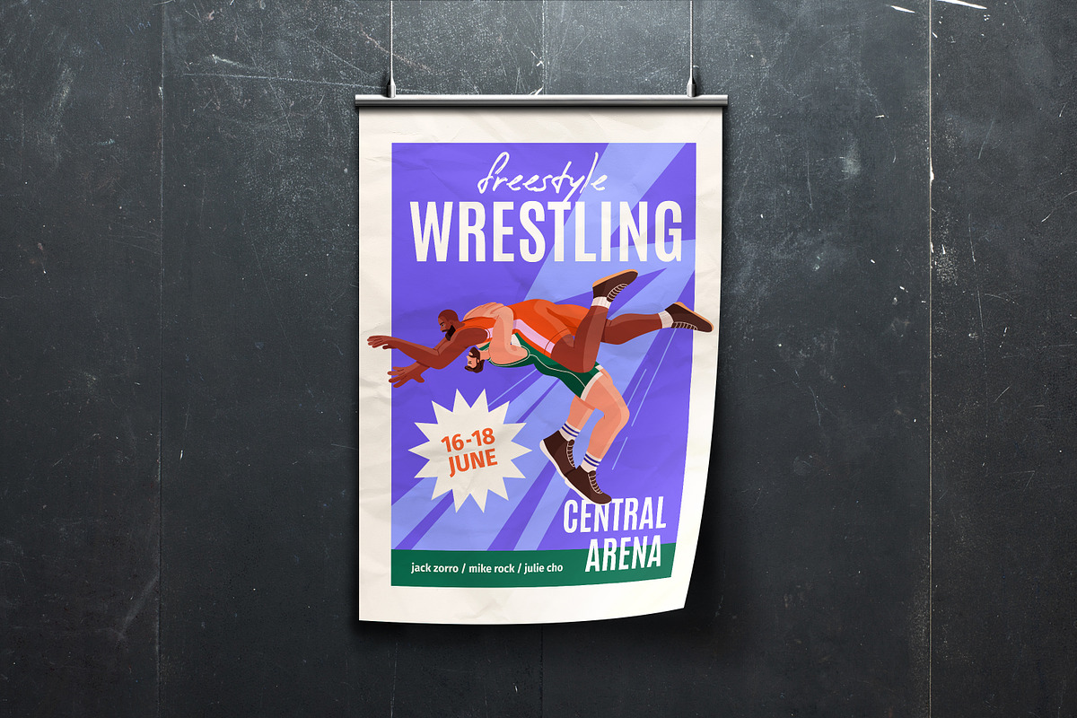 Freestyle wrestling fight posters, a Sport Illustration by PaperTrident (Photo 7 of 7)