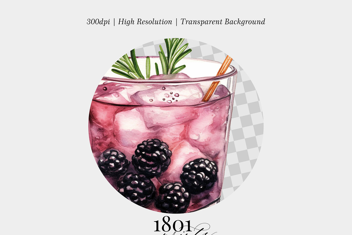 Blackberry Rosemary Cocktail, an Illustration by 1801Prints (Photo 3 of 4)