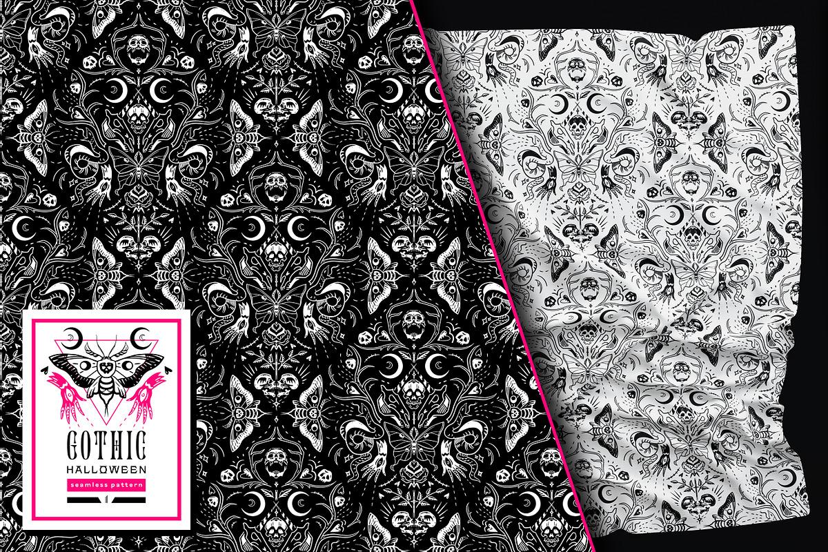 Gothic Halloween seamless patterns, a Pattern Graphic by OlgaSoi007 (Photo 3 of 7)