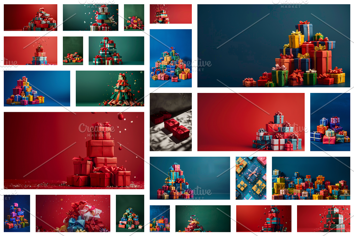 86 Gift boxes with ribbons and bows, a Holiday Photo by Handmadefont (Photo 5 of 90)
