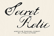 Secret Relic Archive Fading Script, a Script Font by Struvictory.art (Thumbnail 1 of 9)