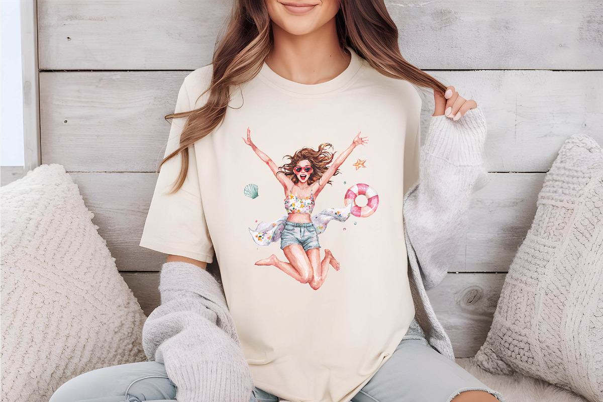 Watercolor Girly Summer Clipart, an Illustration by SVGArt (Photo 4 of 9)