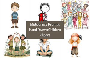 Prompt Hand Drawn Children Clipart, a Decorative Illustration by Creative design