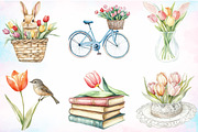 Watercolor Tulips Easter Clipart PNG, an Illustration by Canvas Craft (Thumbnail 2 of 3)