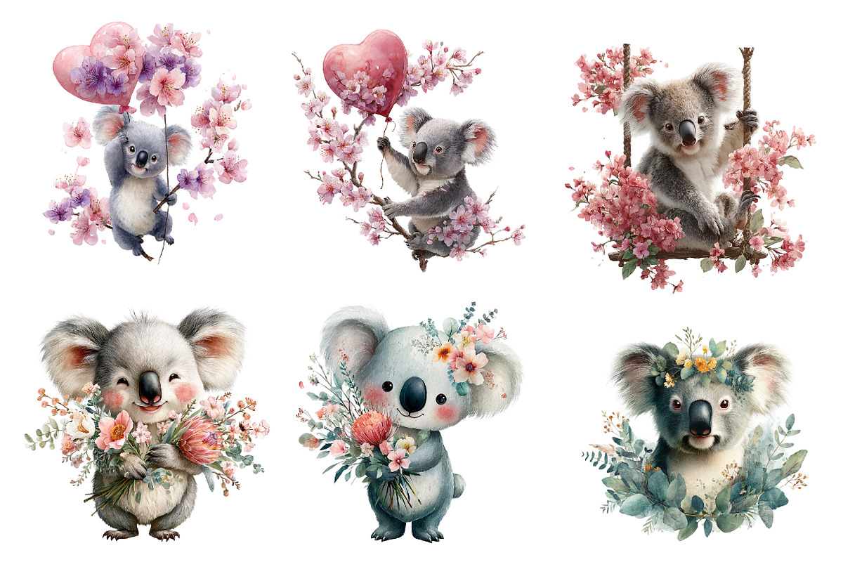 Spring Cute Koala Clipart, an Illustration by Designworld (Photo 3 of 8)