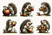Cute Hedgehog with Apples PNG, a Seasonal Illustration by Designworld (Thumbnail 5 of 9)