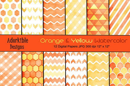 Orange & Yellow Watercolor Patterns