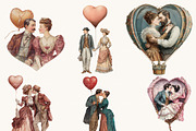 Victorian Valentine Couple Clipart, a Person Illustration by BusyDaydesign (Thumbnail 4 of 6)