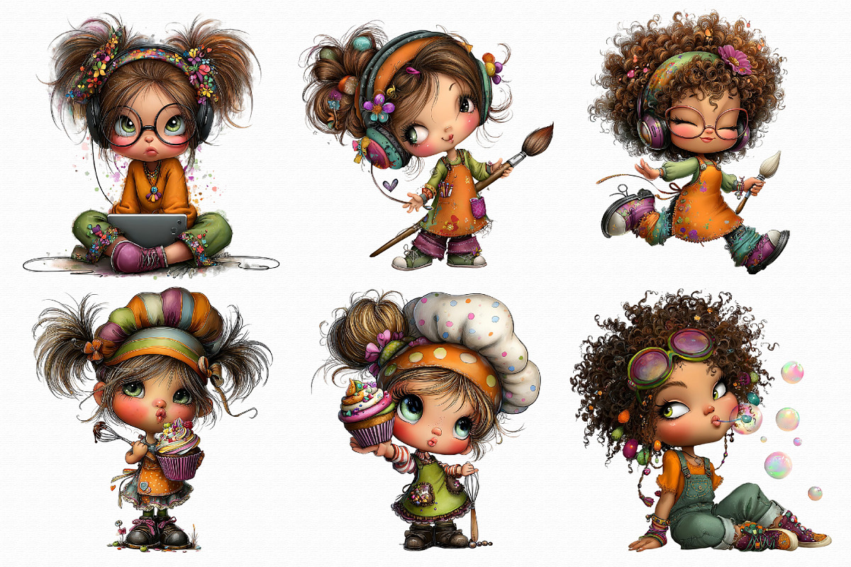 Quirky Girl Clipart, an Illustration by Libby Wishes (Photo 2 of 8)