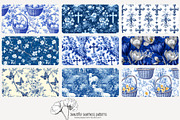 70 blue Easter toile repeat pattern, a Pattern Graphic by Poppy Lane Studio (Thumbnail 3 of 10)