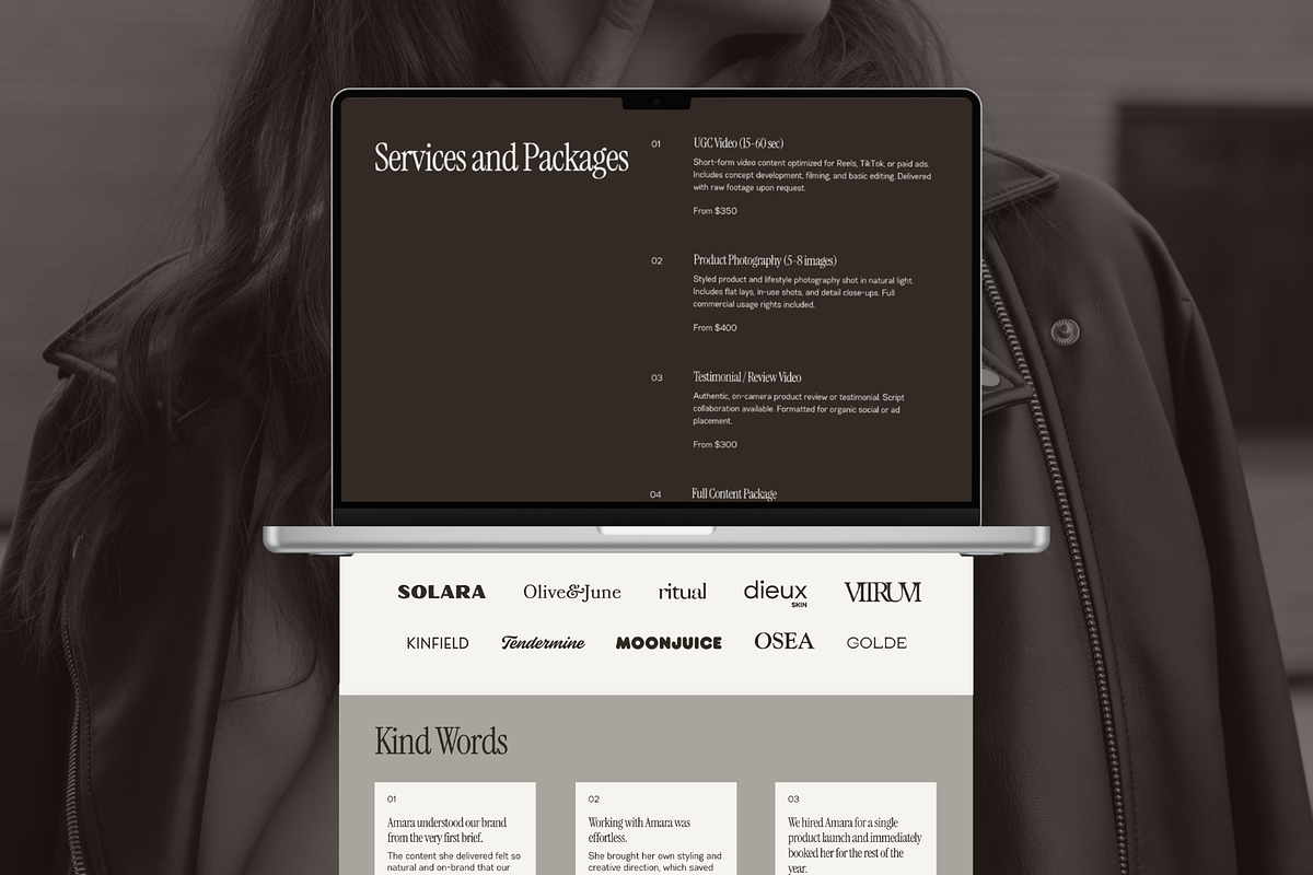 UGC Portfolio Template | Canva, a Landing Page Template by tendercult (Photo 3 of 7)