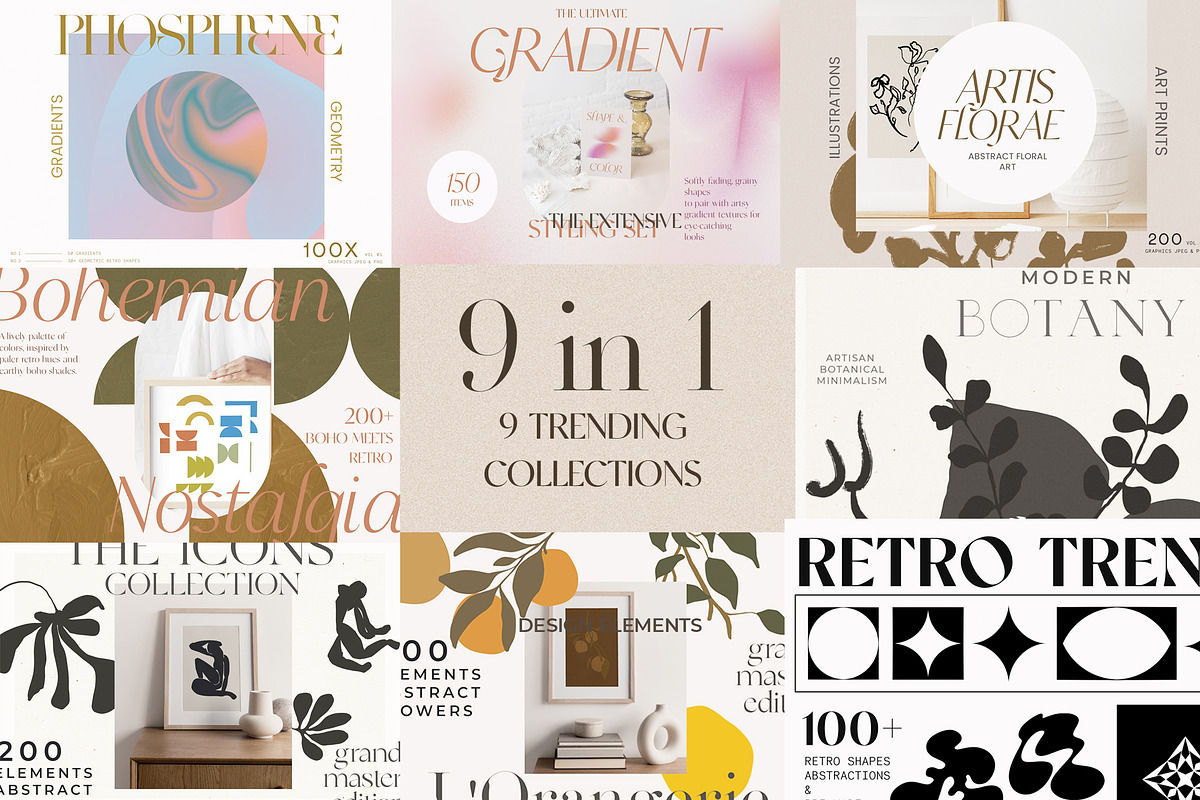 Retro Gradient Abstract Bundle, a Texture Illustration by Laras Wonderland (Photo 2 of 24)