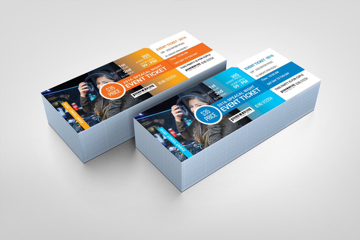 Modern Event Ticket Design Template, a Card Template by BrandlyTemplate (Photo 1 of 3)