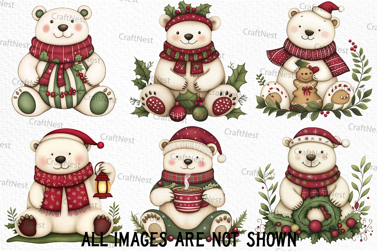 Cute Christmas Polar Bear Clipart, an Illustration by Craft Nest (Photo 4 of 6)