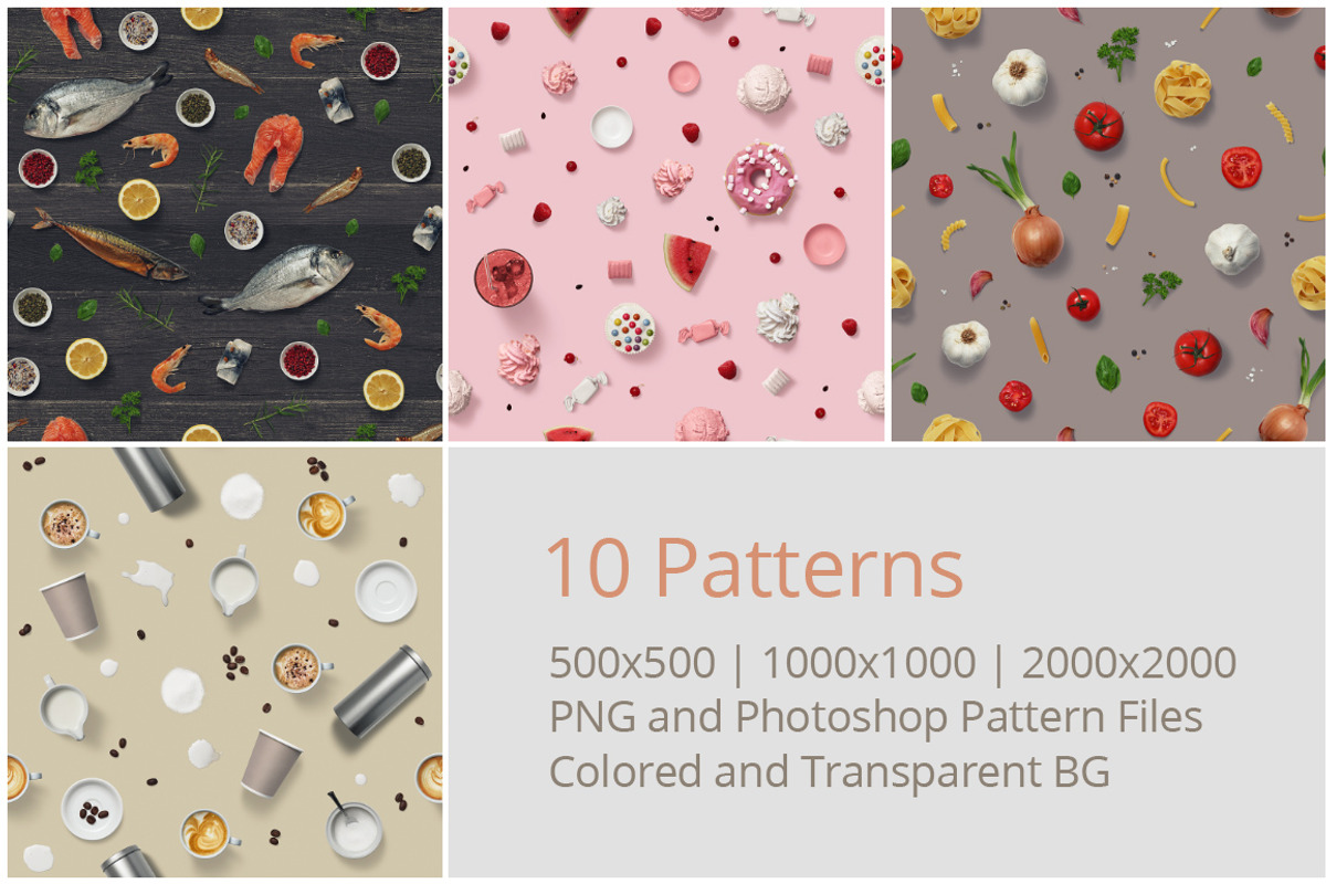 10 Food Photography Patterns, a Pattern Graphic by h3design