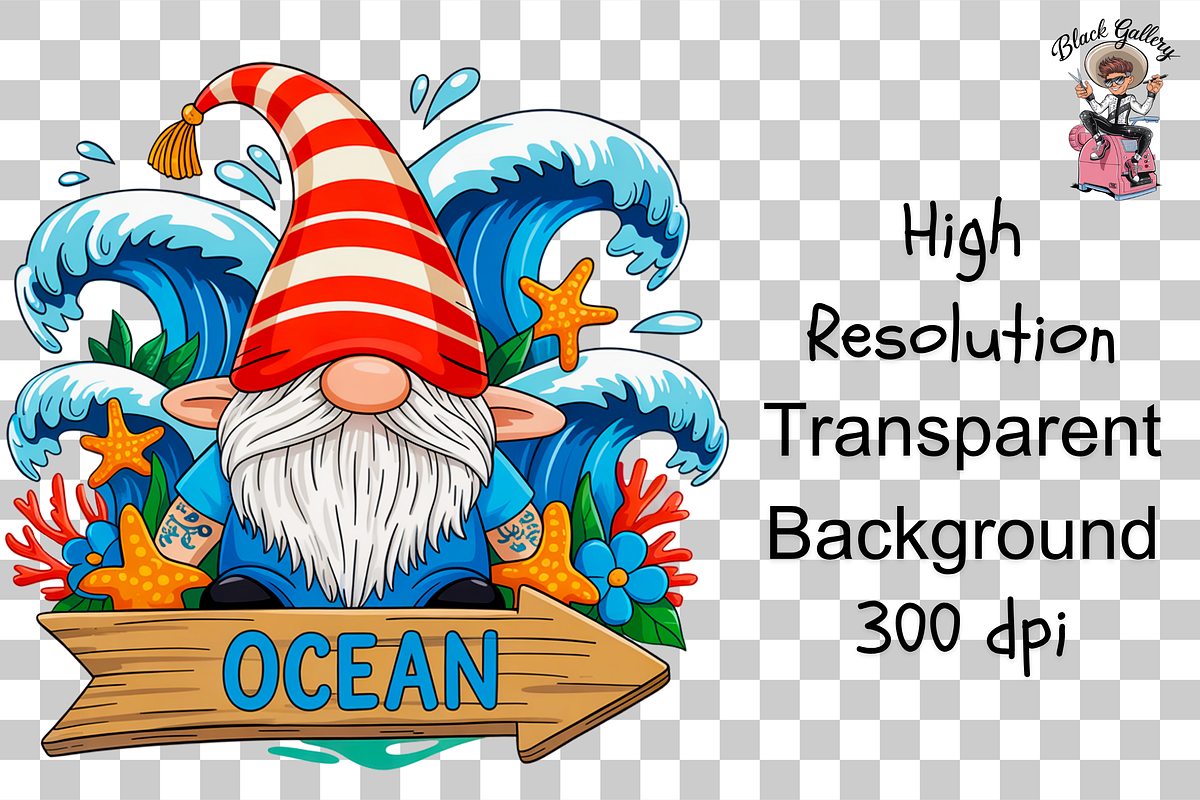 Beach Gnome Summer PNG Bundle, a Graphic by Clipart Studio (Photo 12 of 12)