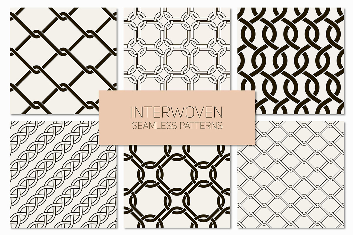 Interwoven Seamless Patterns Set, a Pattern Graphic by Curly_Pat (Photo 1 of 5)