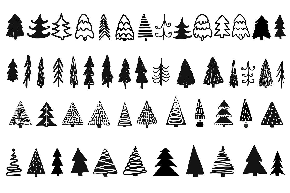 hand drawn christmas trees, an Object Graphic by Cozy pattern shop (Photo 2 of 2)