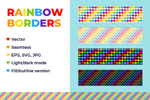 Rainbow Hearts Borders 01, a Pattern Graphic by Slanapotam