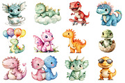 Watercolor Cute Baby Dinosaurs Png, an Illustration by SinaCreation (Thumbnail 2 of 5)