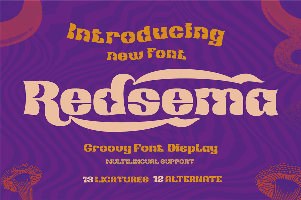 Redsema | Groovy Retro Font, a Font by twinstd (Photo 1 of 12)