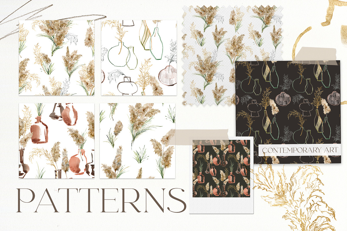 Pampas grass watercolor flowers boho, a Decorative Illustration by Yuliya Derbisheva (Photo 10 of 12)
