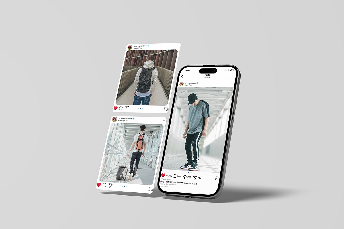 Social Media Instagram Mockup, an iPhone Mockup by Lxadesign (Photo 3 of 9)