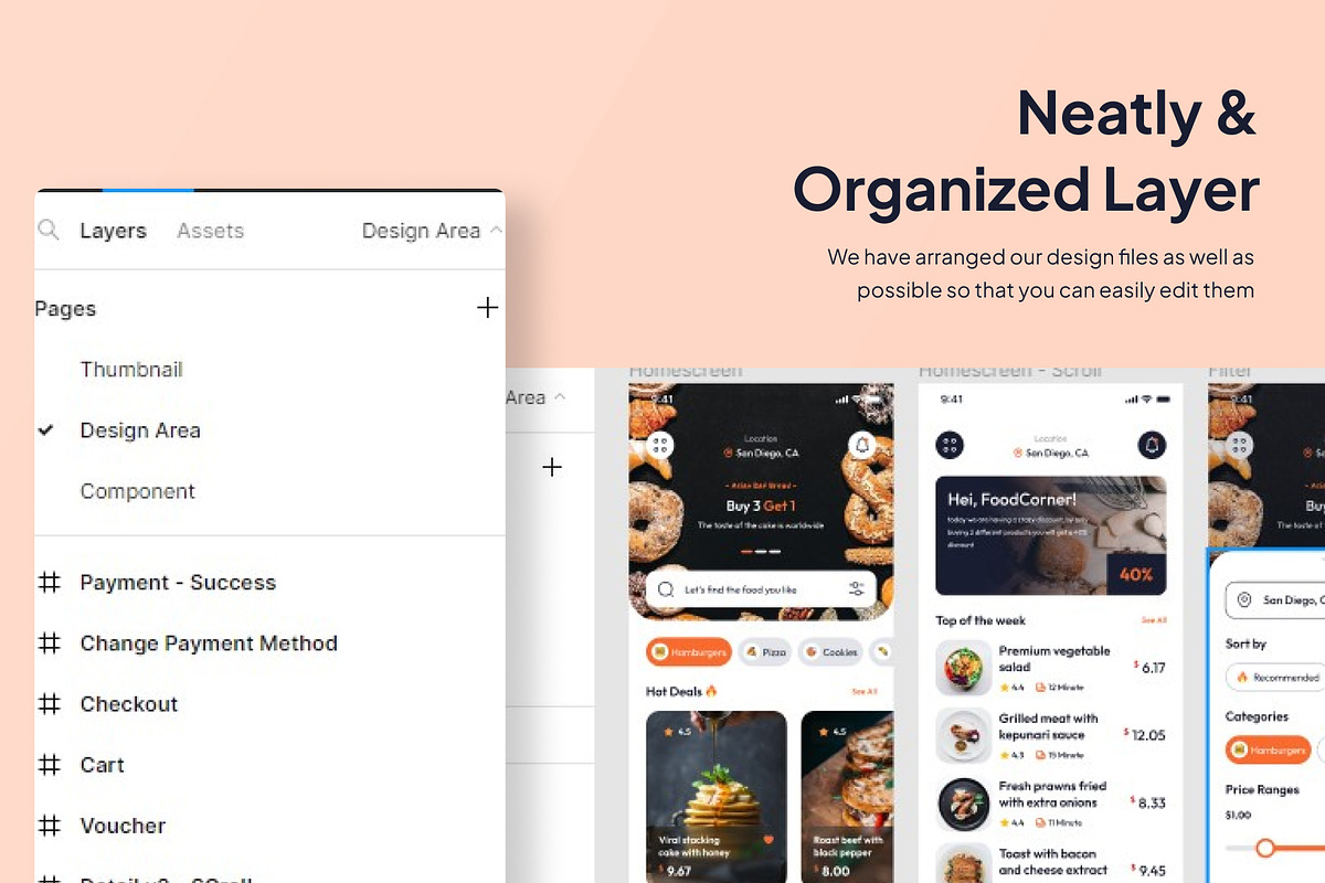 FoodCort - Food Delivery App Ui Kits, an UI Kit Template by Minialis (Photo 4 of 6)