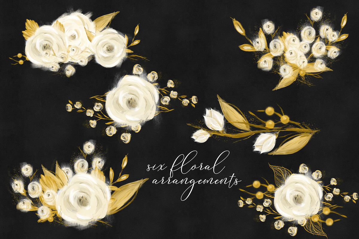 White Wedding Floral Clipart, an Object Graphic by savanamm design (Photo 4 of 8)