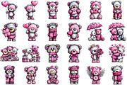 Valentine’s  Teddy Bear Coquette Cli, an Illustration by DreamCafeArt (Thumbnail 2 of 6)
