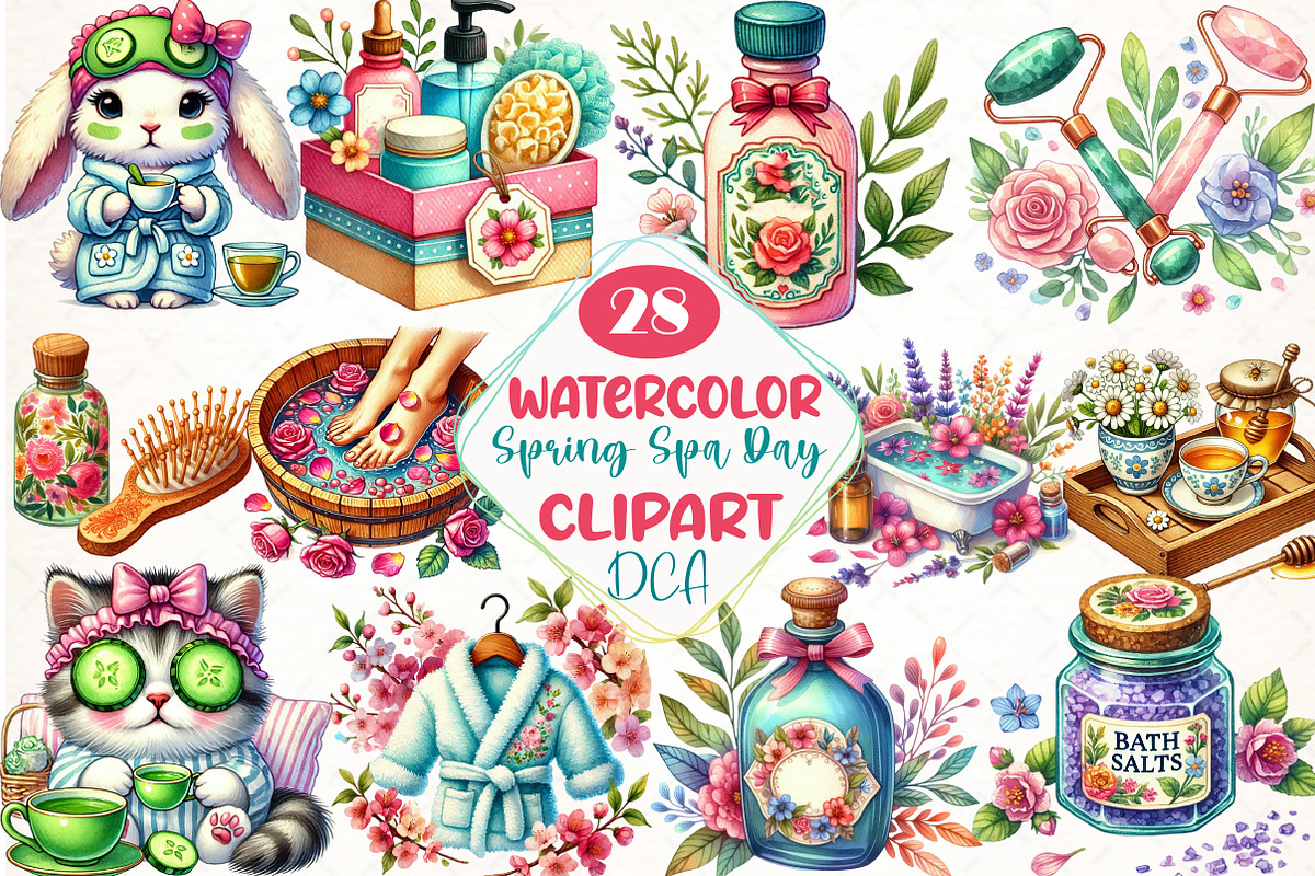 Spring Spa Day Clipart, an Illustration by DreamCafeArt (Photo 1 of 6)