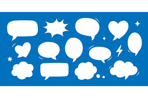 White comic speech bubbles with blue, an Object Illustration by GraphiShop
