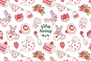 Strawberry Tea Time Seamless Pattern, a Food Illustration by TitaLivingArt (Thumbnail 2 of 10)