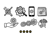 Hand Drawn Gear Icon Set, an Illustration by designvectx (Thumbnail 3 of 3)