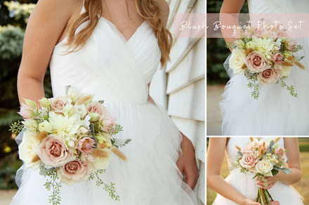 Blush Bridal Bouquet Photo Set, a Photo by Greenleaf Images