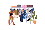 People choose clothes on hanger rack, a Person Illustration by PaperTrident (Thumbnail 5 of 7)