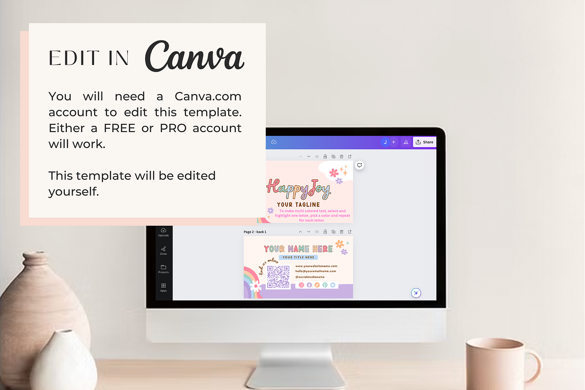 Rainbow Business Card Canva Template, a Business Card Template by Summit Avenue (Photo 3 of 7)