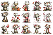 Whimsical Spring Cat Clipart, an Illustration by OK Design (Thumbnail 3 of 6)