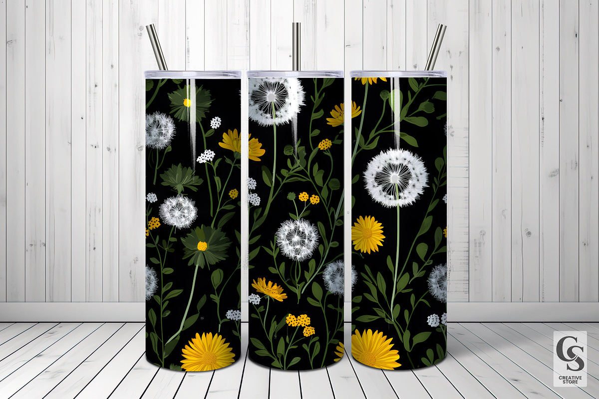 Cute Floral Dandelion Digital Papers, a Pattern Graphic by Creative Store (Photo 2 of 5)
