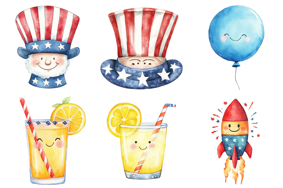 Cute 4th of July Clipart Bundle, a Seasonal Illustration by CitraGraphics (Photo 4 of 6)