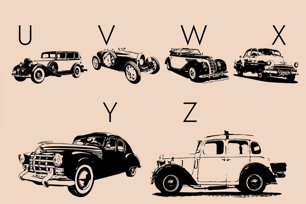 Vintage Cars Dingbats Font, a Symbol Font by Minimalartstudio (Photo 3 of 7)
