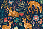 Forest pattern with deer, an Animal Illustration by Anna Guz's Store (Thumbnail 2 of 3)