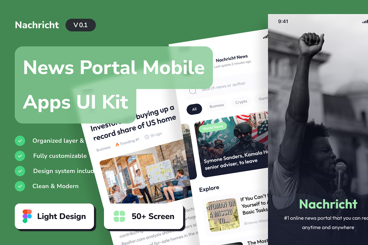 Nachricht - News Portal App Ui Kits, an UI Kit Template by Disconnect Studio (Photo 1 of 6)