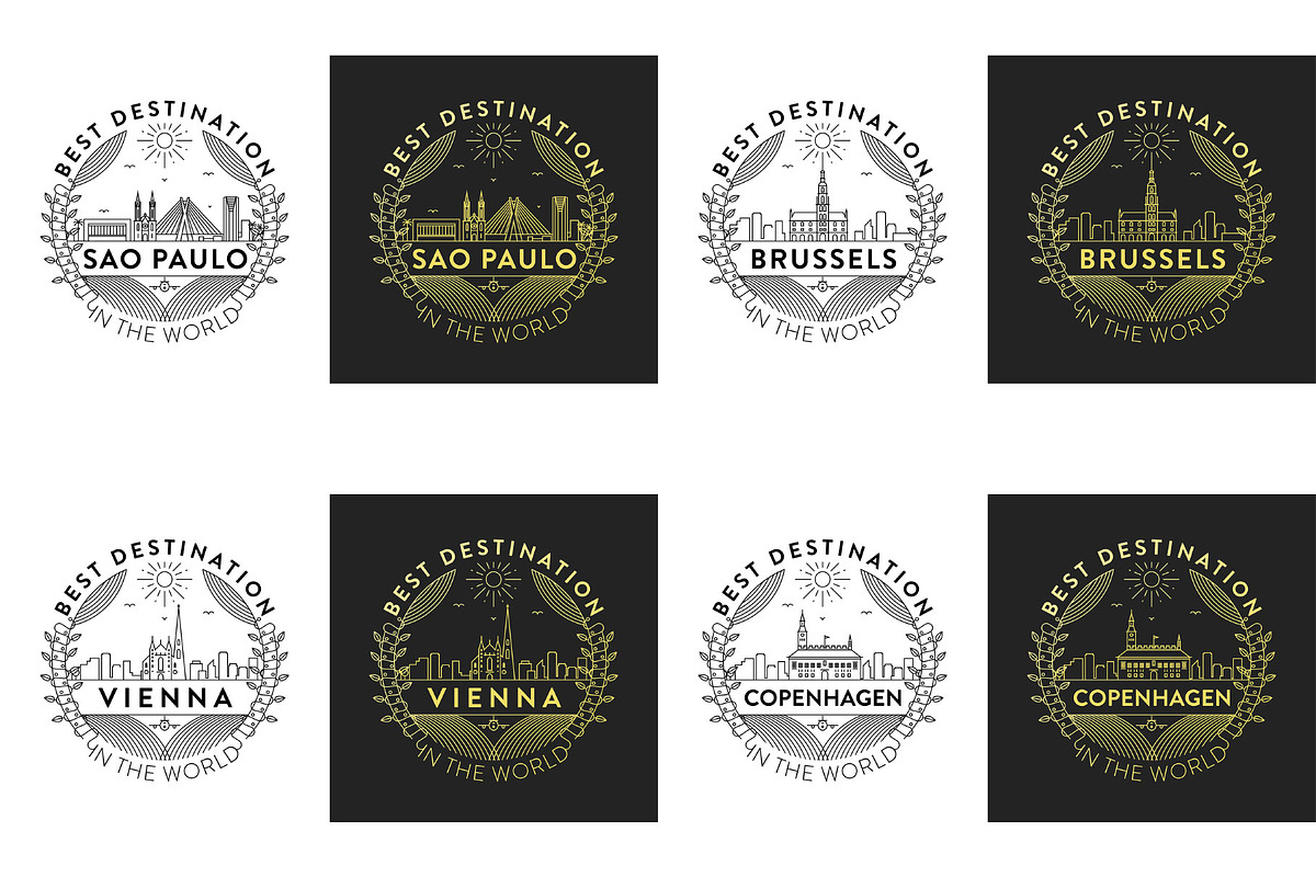 44 Linear City Badges, an Outline Icon by Kursat Unsal (Photo 25 of 25)
