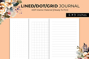 Lined,Dot,Grid journal Kdp Interior, a Stationery Template by Hurairagraphics (Thumbnail 1 of 7)