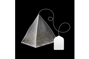 Realistic Tea Bag. Pyramid Sachet