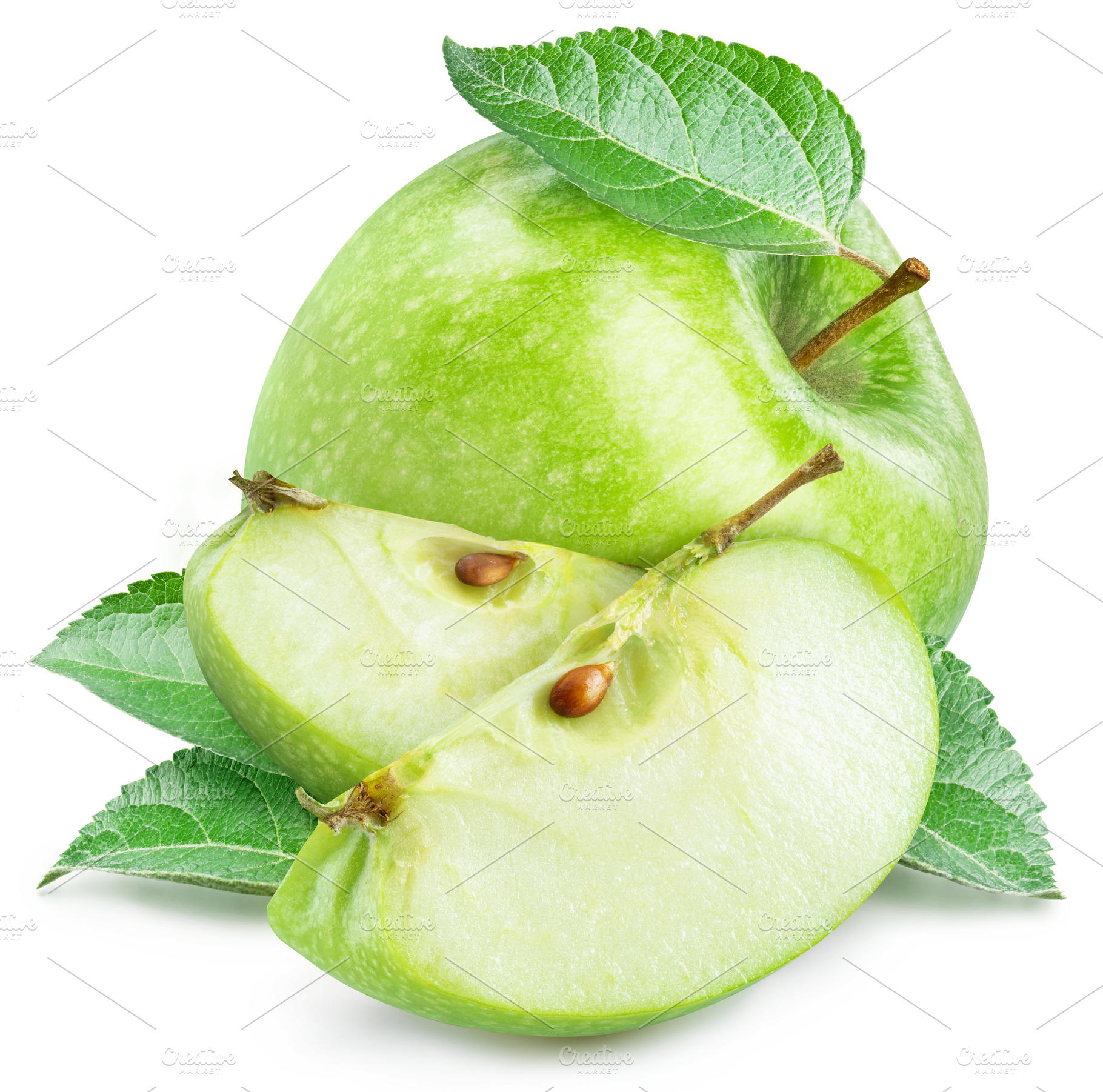 Green ripe apple and apple slices, a Food & Drink Photo by Volff